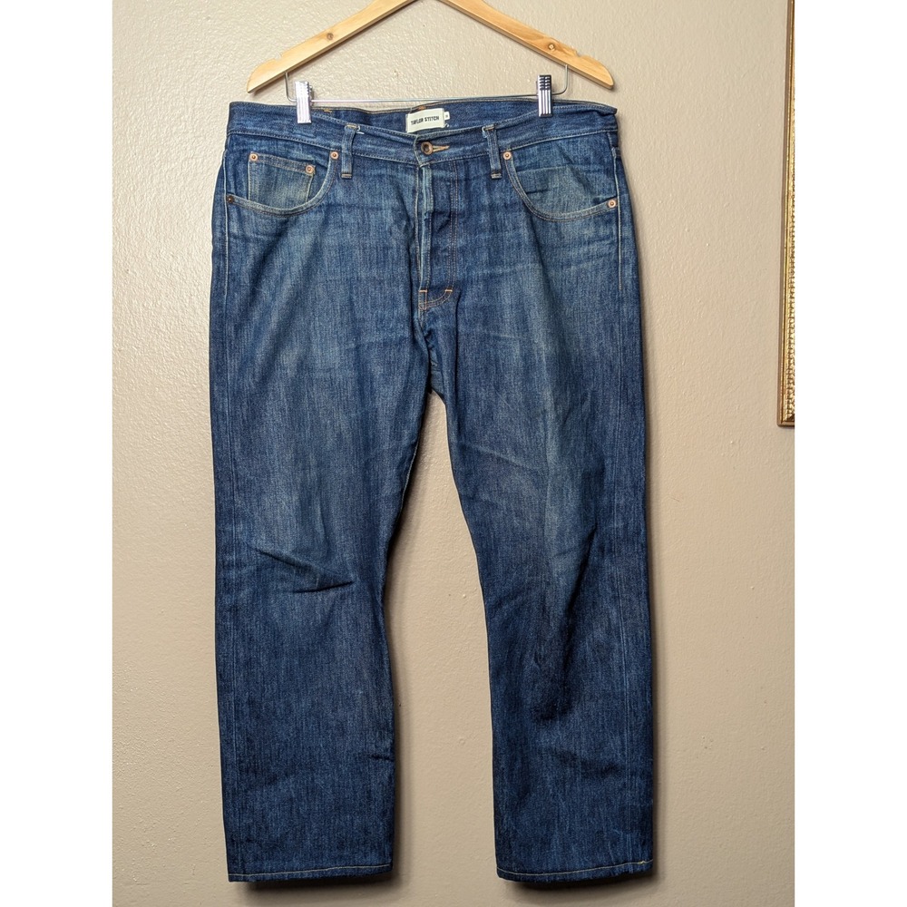 Taylor Stitch Democratic Jean Men 36 Blue White Oak Cone Denim Straight Leg